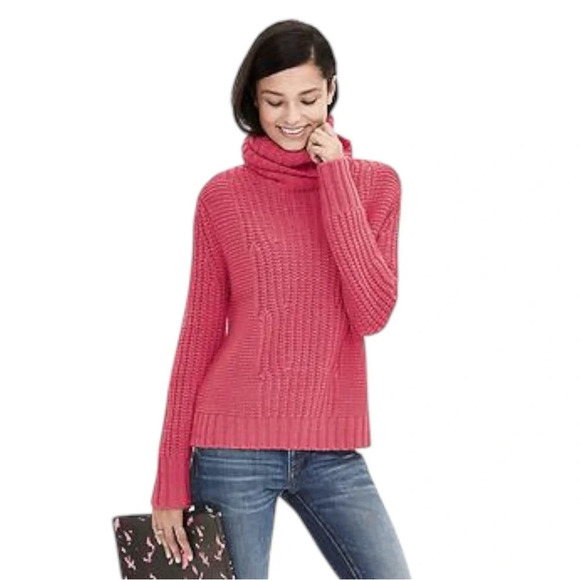 Banana Republic Sweaters - Banana Republic Alpaca Merino Wool Blend Pink Turtleneck Sweater Womens Medium